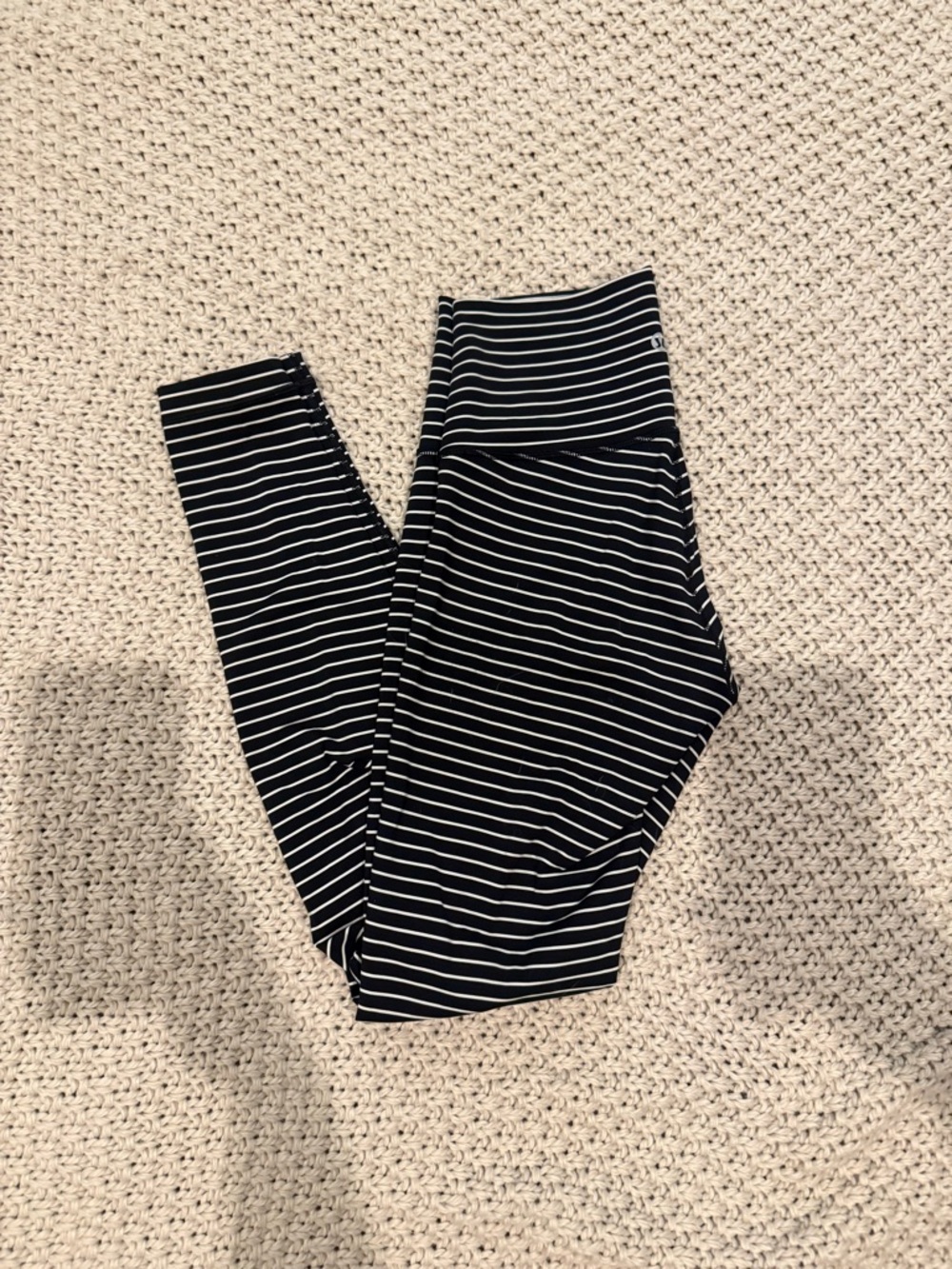 lululemon athletica Black and White Striped High-Rise Leggings